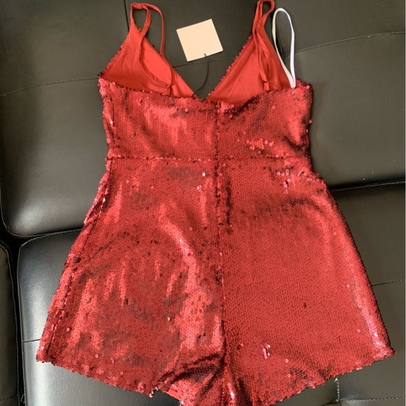SUPERDOWN Red Sanja Sequined Romper - Picture 5 of 9